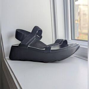 Black Suede Leather Velcro Sandal Made in Italy  39 8 Goth Futuristic Matrix